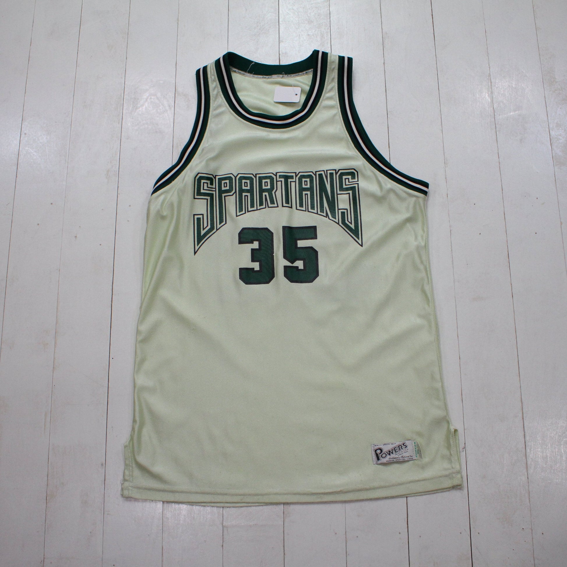 1990s Powers Spartans 35 Basketball Jersey Made in USA Size M/L