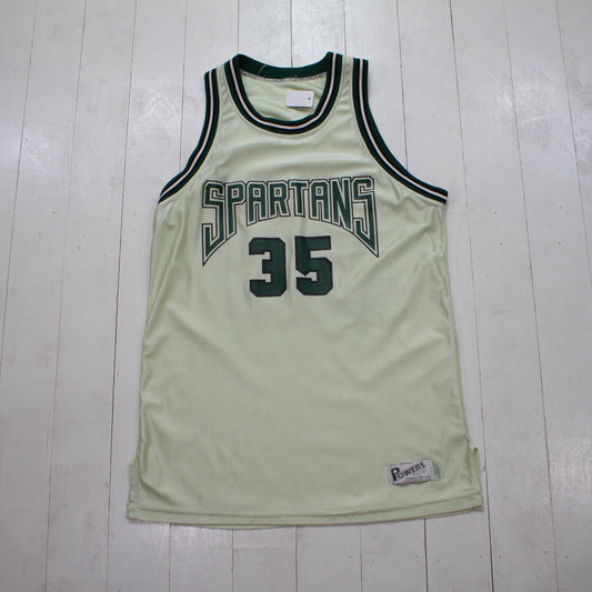 1990s Powers Spartans 35 Basketball Jersey Made in USA Size M/L