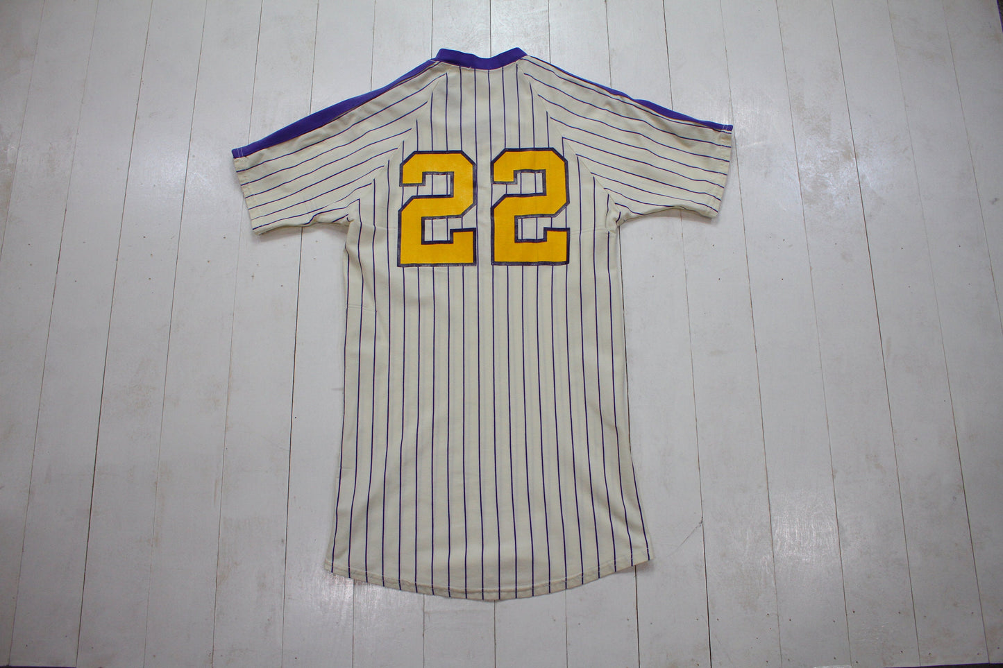 1980s MacGregor Sand-Knit Trojans 22 Baseball Jersey Made in USA Size S