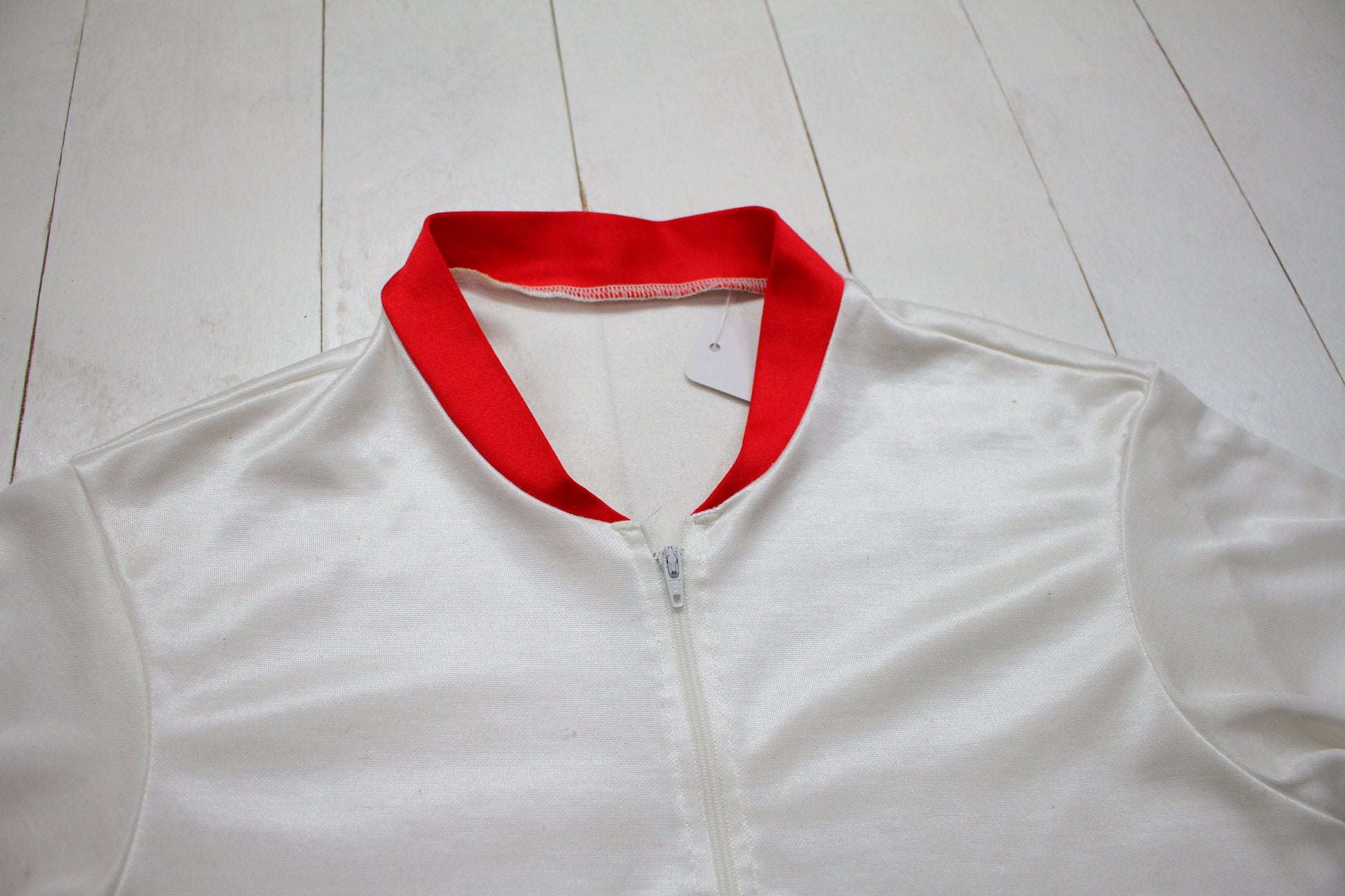 1980s/1990s Blank White Cycling Jersey Size S/M