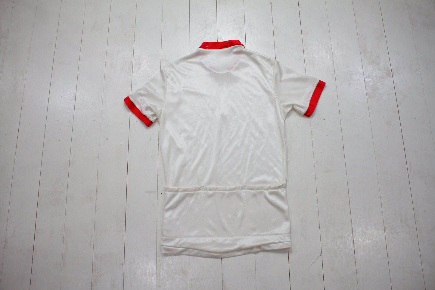 1980s/1990s Blank White Cycling Jersey Size S/M