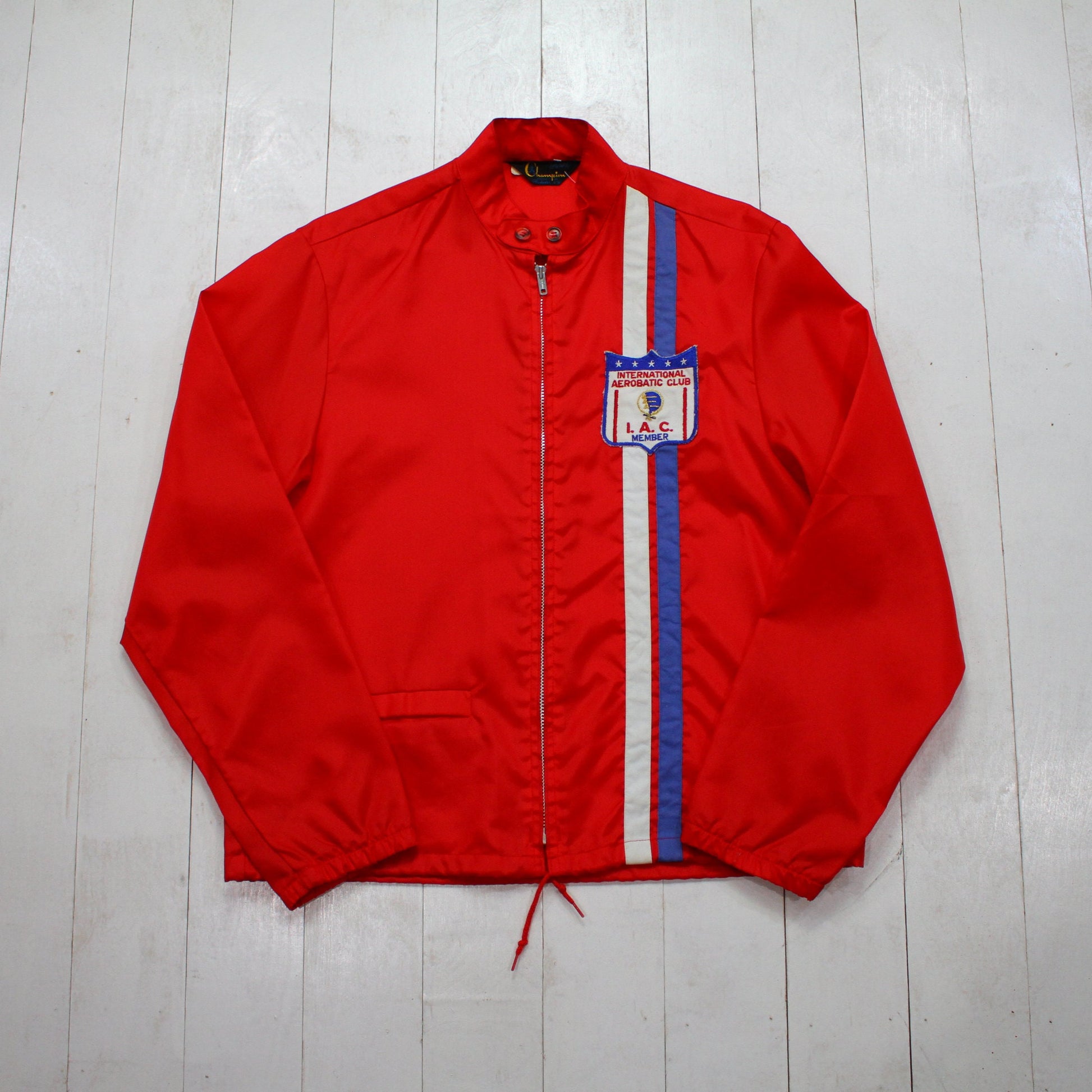 1970s Styled by Champion International Aerobatic Club Patch Nylon Shell Flyer Windbreaker Jacket Made in USA Size L