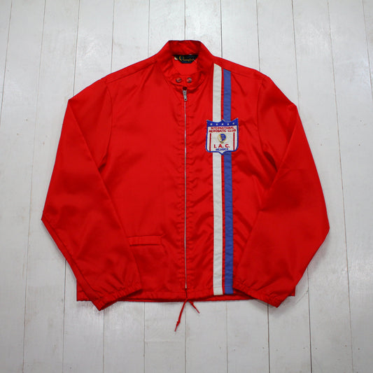 1970s Styled by Champion International Aerobatic Club Patch Nylon Shell Flyer Windbreaker Jacket Made in USA Size L