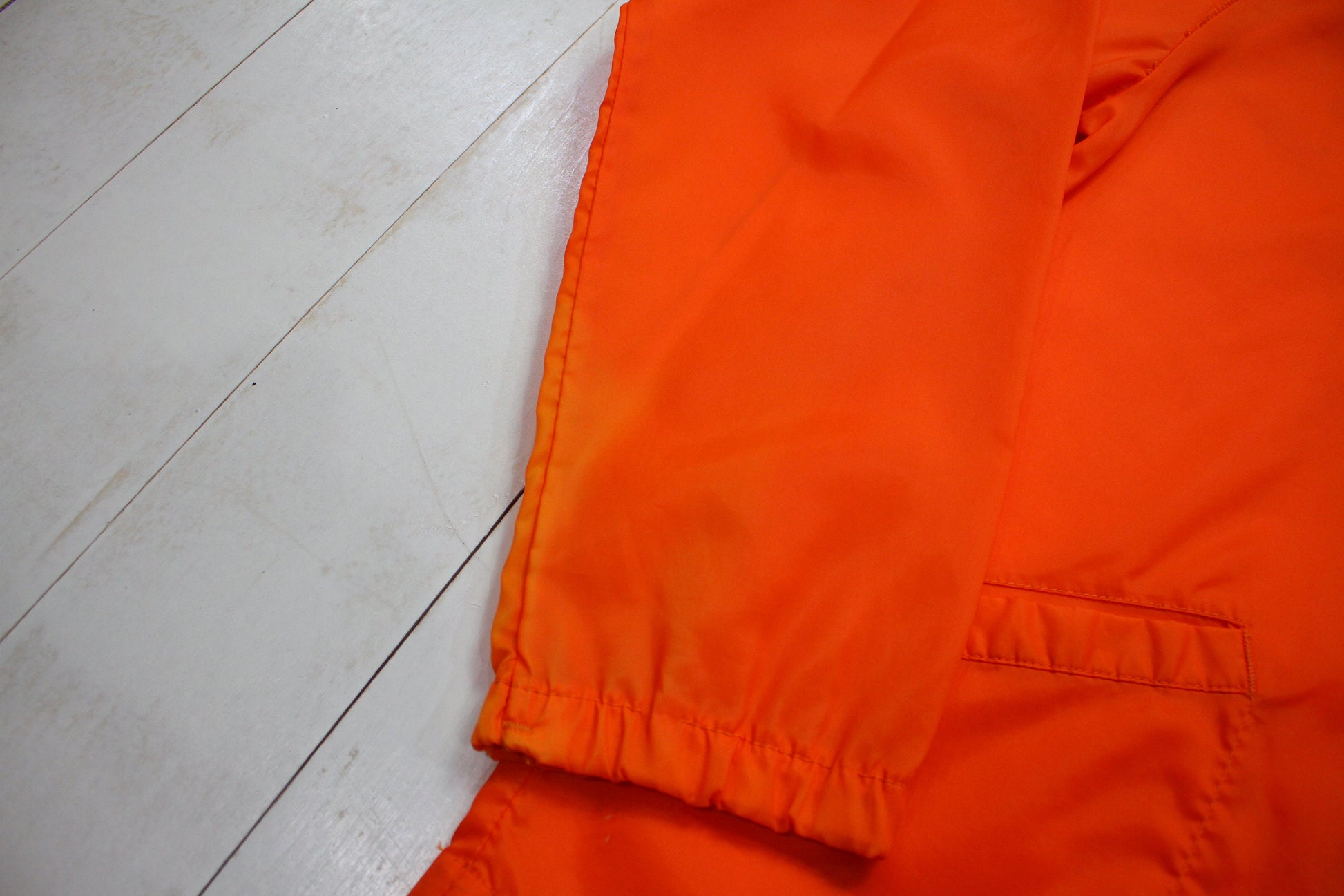 1970s/1980s Printwear Orange Nylon Coach Windbreaker Jacket Made in USA Size S/M