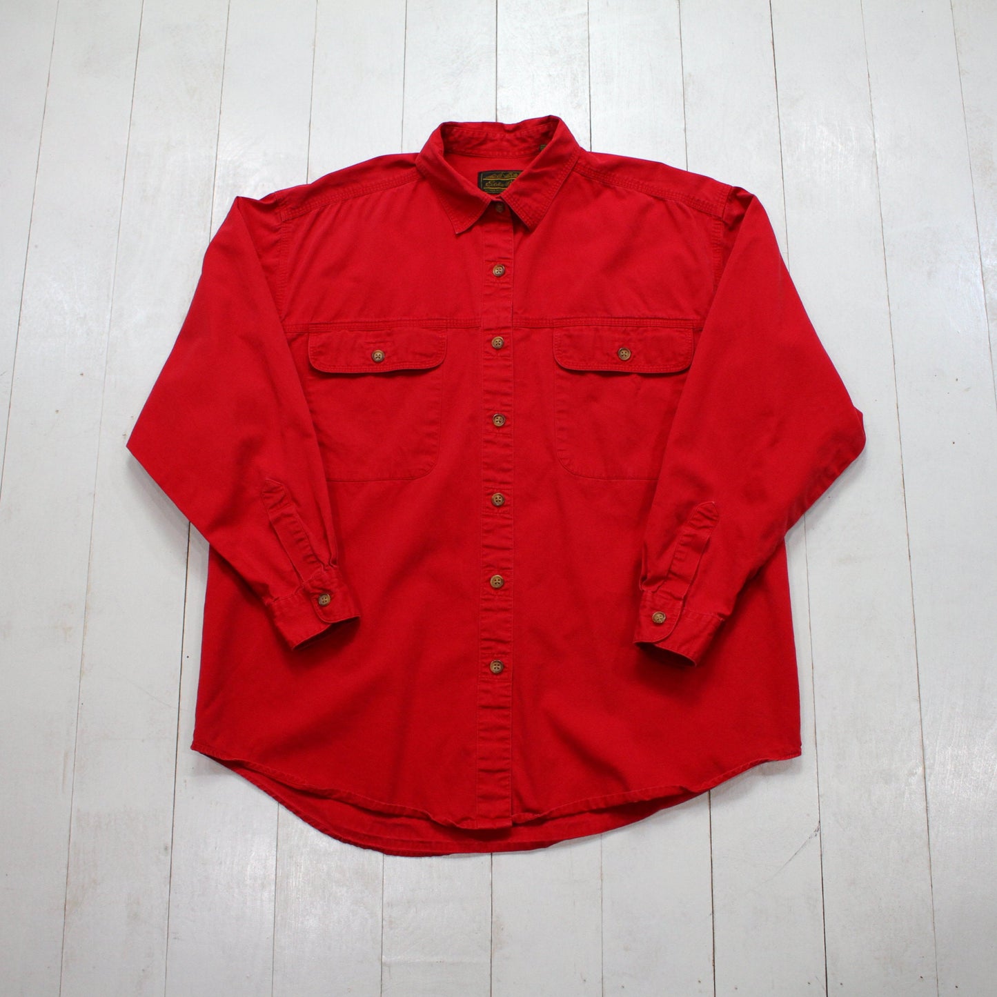 1990s Eddie Bauer Red Button Up Shirt Size M