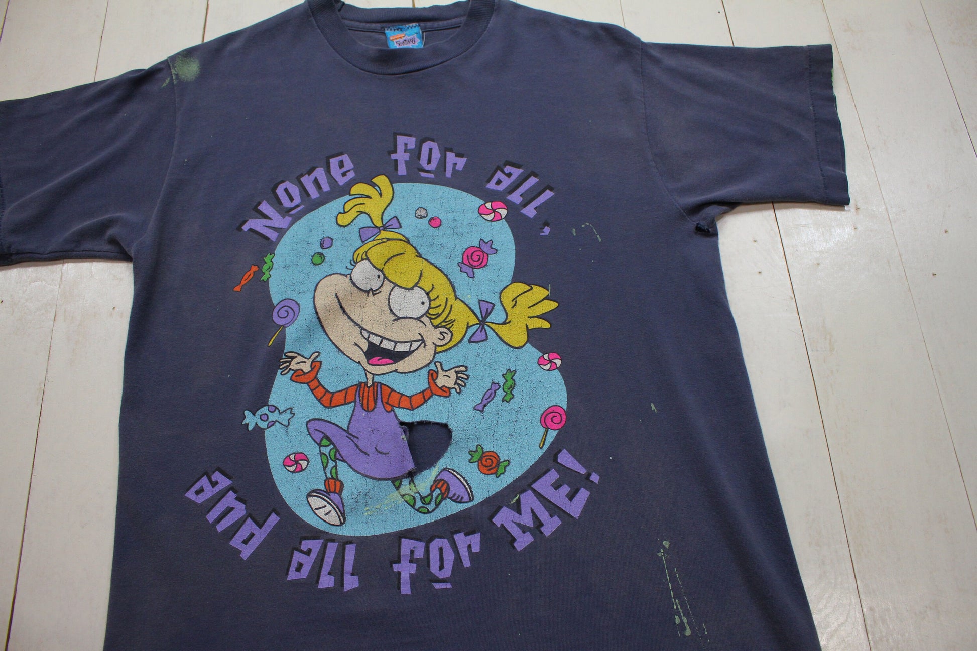 1990s 1996 Nickelodeon Rugrats Angelica None for All and All for Me T-Shirt Size M