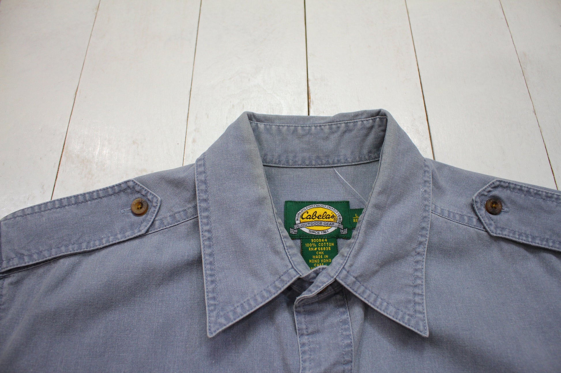 1990s Cabela's Chambray Safari Shirt Size L/XL