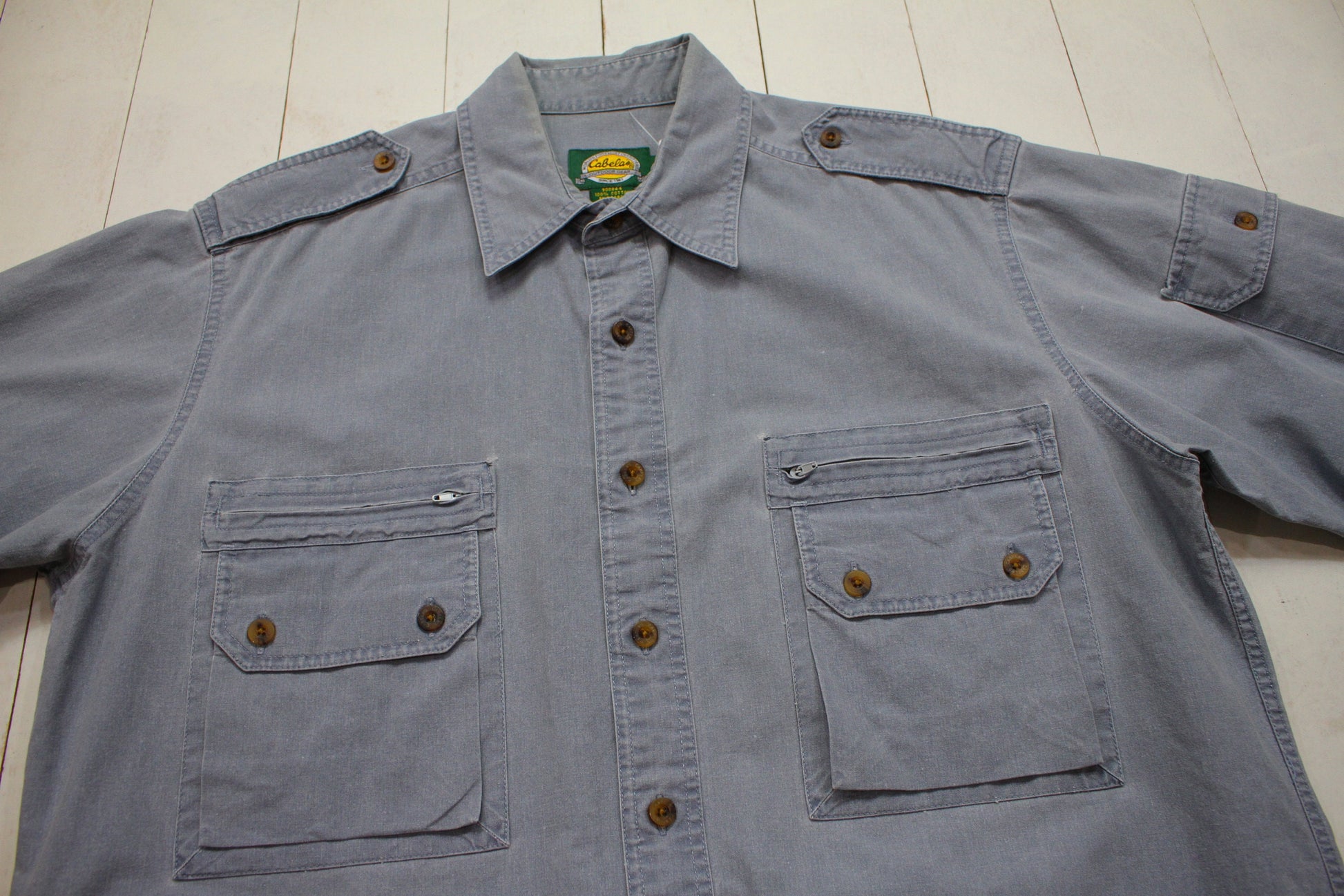 1990s Cabela's Chambray Safari Shirt Size L/XL