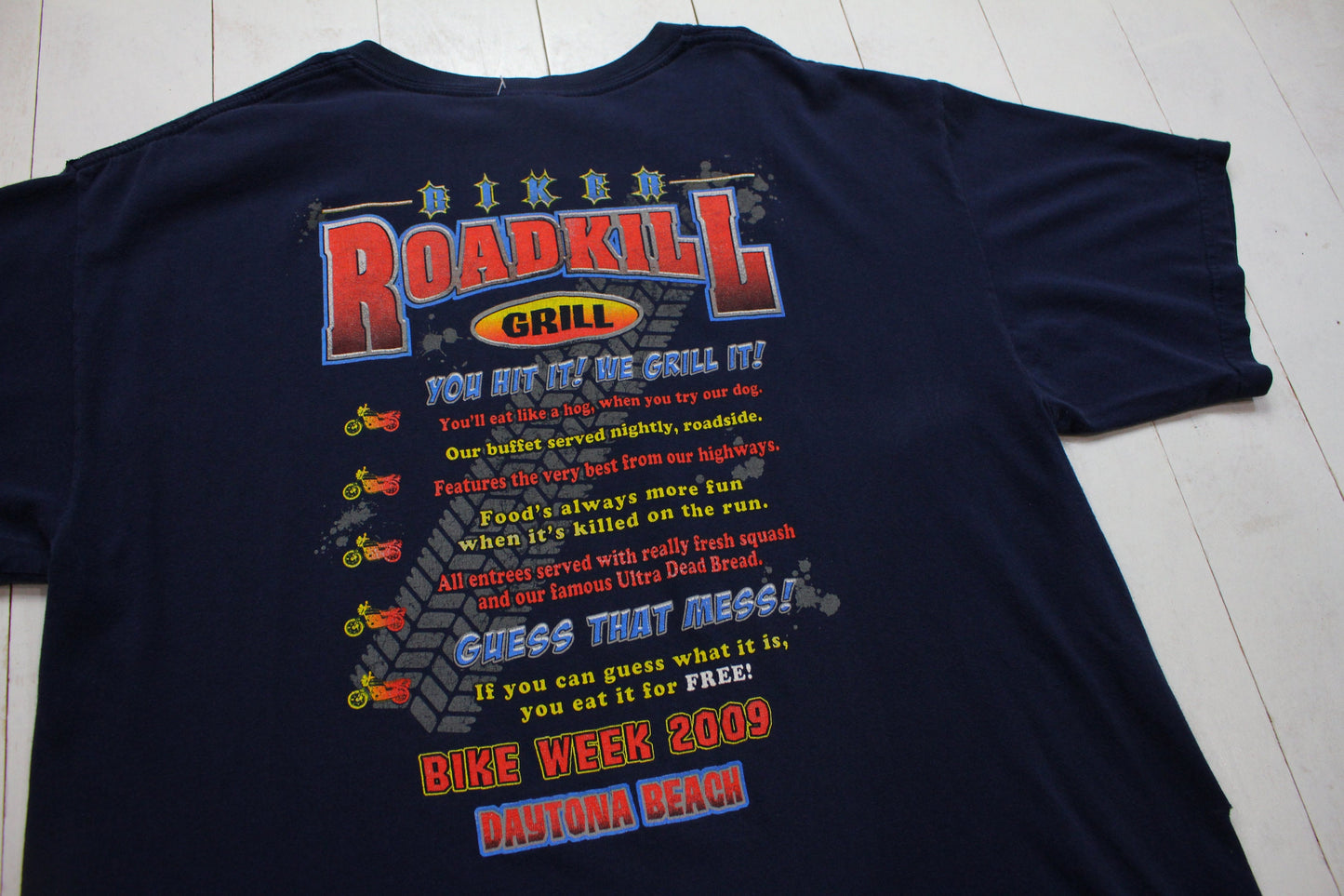 2000s 2009 Roadkill Grill Bike Week Daytona Beach Florida T-Shirt Size L