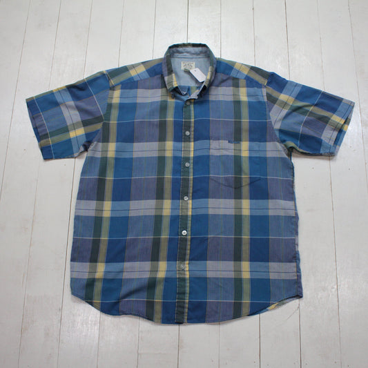 1990s/2000s Brittania Plaid Button Down Short Sleeve Shirt Size L