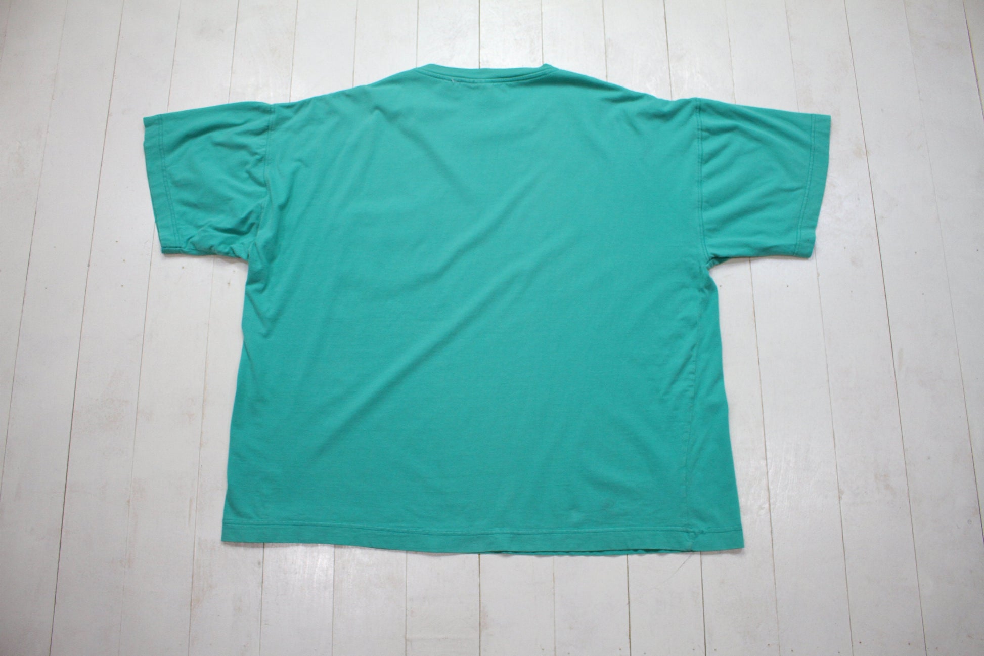 1990s Fresh Water Blank Teal Pocket T-Shirt Size XXL