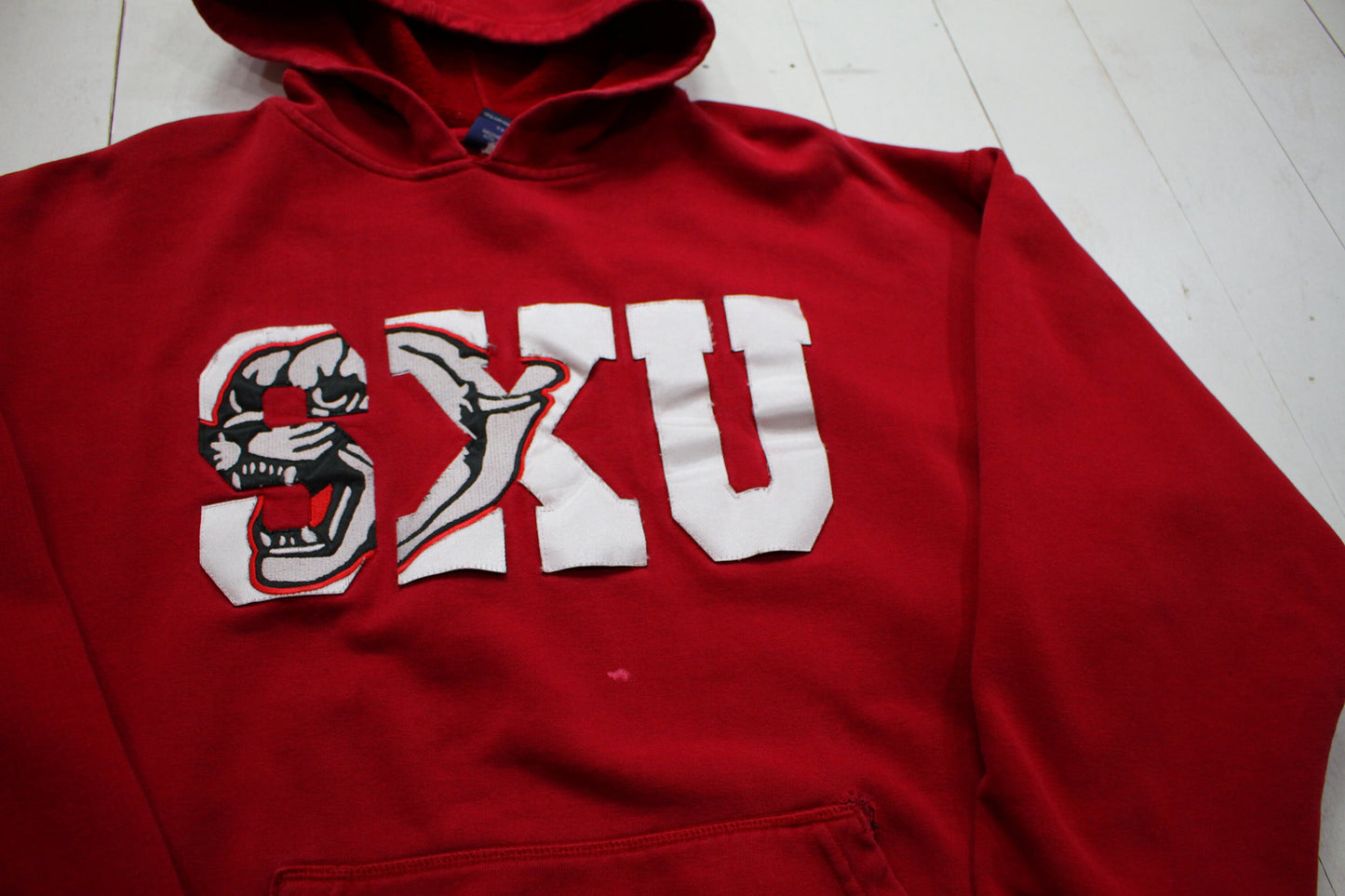 1990s/2000s Saint Xavier University Cougars Hoodie Sweatshirt Made in Canada Size M