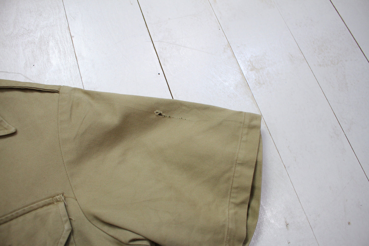 1970s US Military Shortsleeve Twill Khaki Uniform Shirt Size S/M