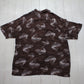 2000s Puritan Brown Bass Fish Print Shortsleeve Loop Collar Shirt Size L