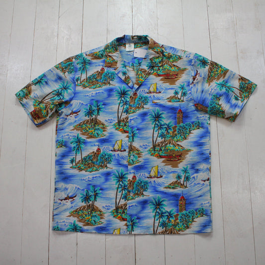 1980s Royal Creations Hawaii Shortsleeve Tropical Print Hawaiian Shirt Made in Hawaii Size L