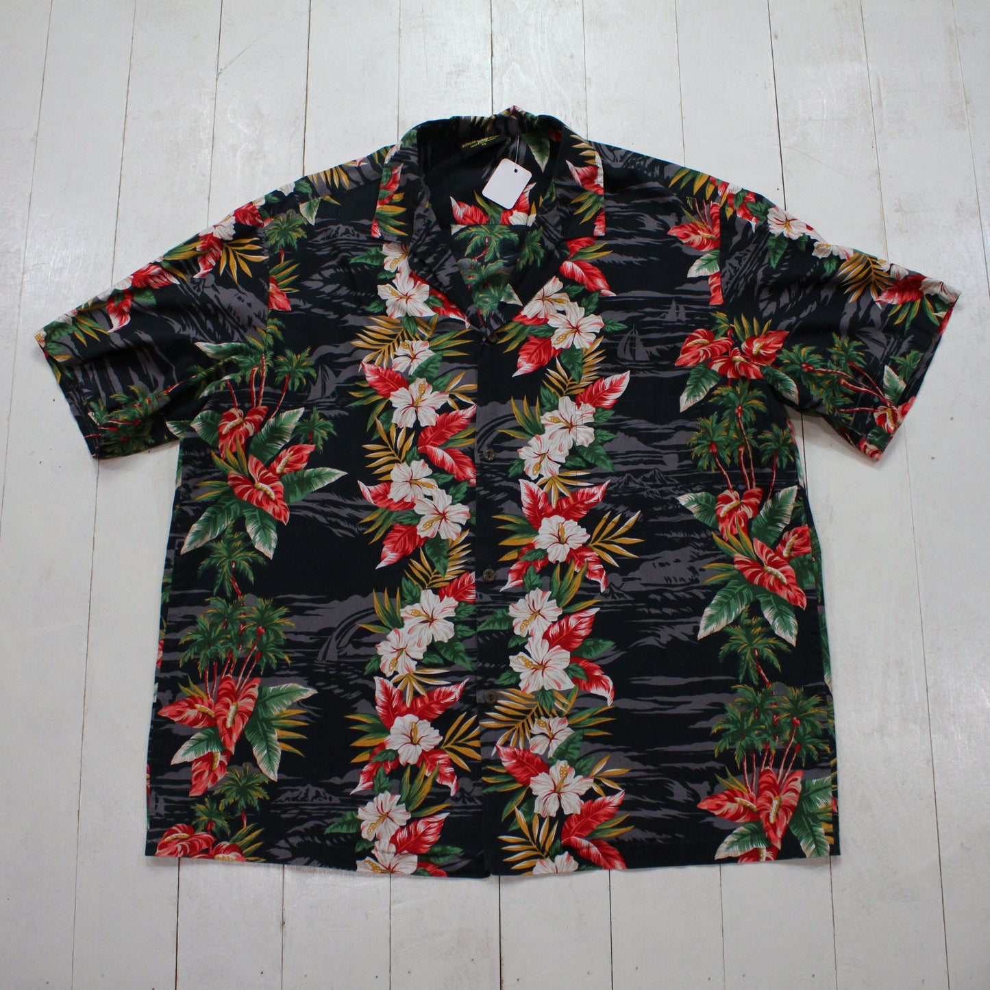 1990s Royal Creations Tropical Hibiscus Print Hawaiian Shirt Made in Hawaii Size XL