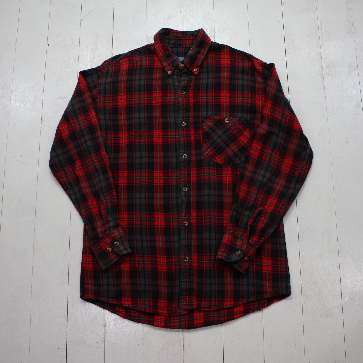 1990s/2000s BTC Plaid Flannel Button Down Shirt Size M