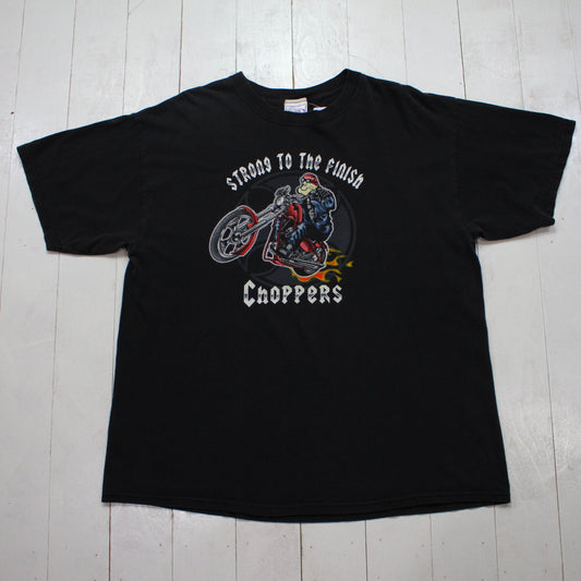 2000s Y2K Strong to the Finish Choppers Popeye Motorcycle T-Shirt Size XL