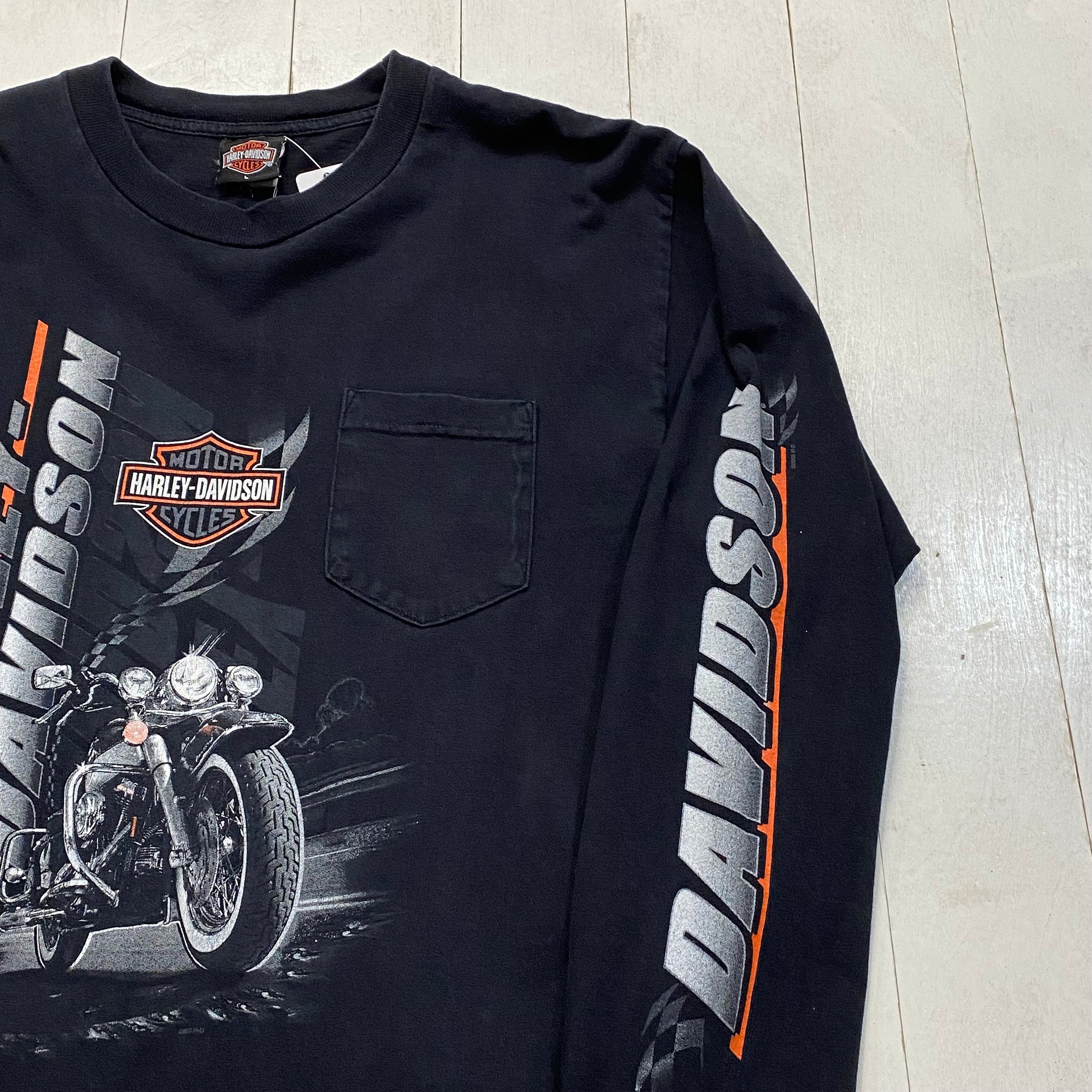 2000s 2005 Y2K Harley-Davidson Daytona Beach Florida Long Sleeve Pocket T-Shirt Made in USA Size L