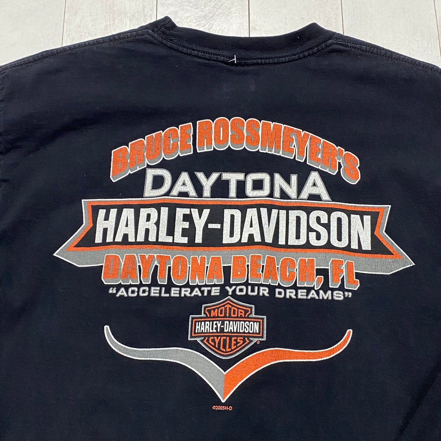 2000s 2005 Y2K Harley-Davidson Daytona Beach Florida Long Sleeve Pocket T-Shirt Made in USA Size L