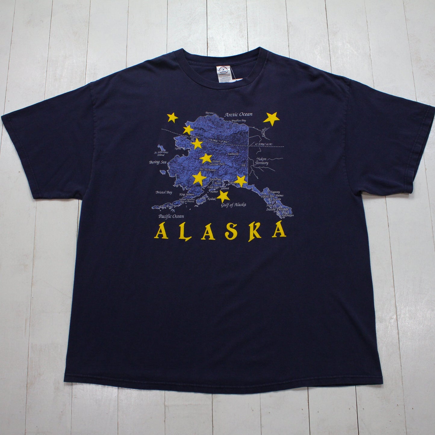 1990s/2000s Y2K Alaska Map Souvenir T-Shirt Size XXL