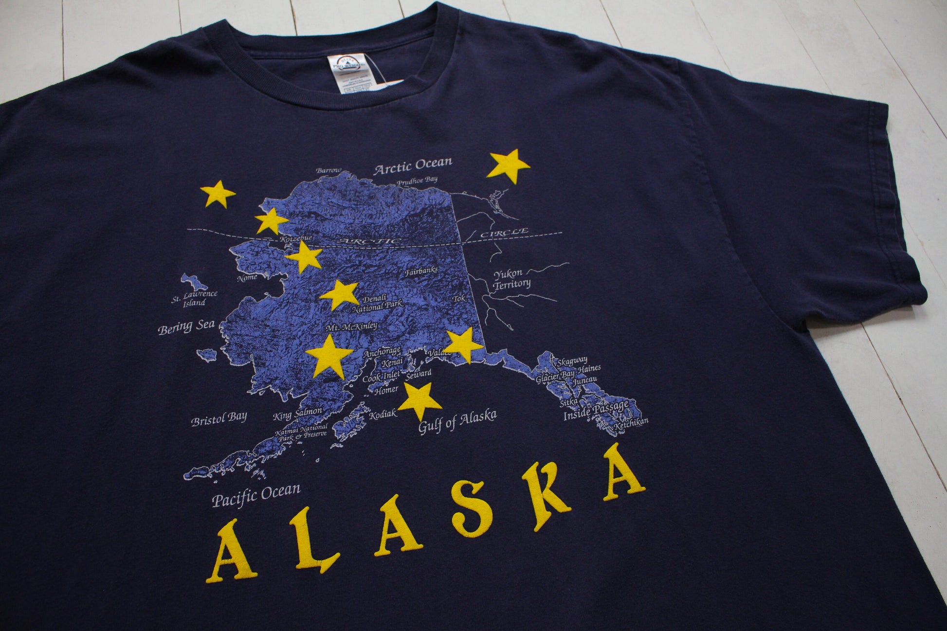 1990s/2000s Y2K Alaska Map Souvenir T-Shirt Size XXL