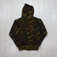 1970s Sears Fieldmaster Thermal Line Zip Up Camo Hoodie Sweatshirt Made in USA Size XS/S