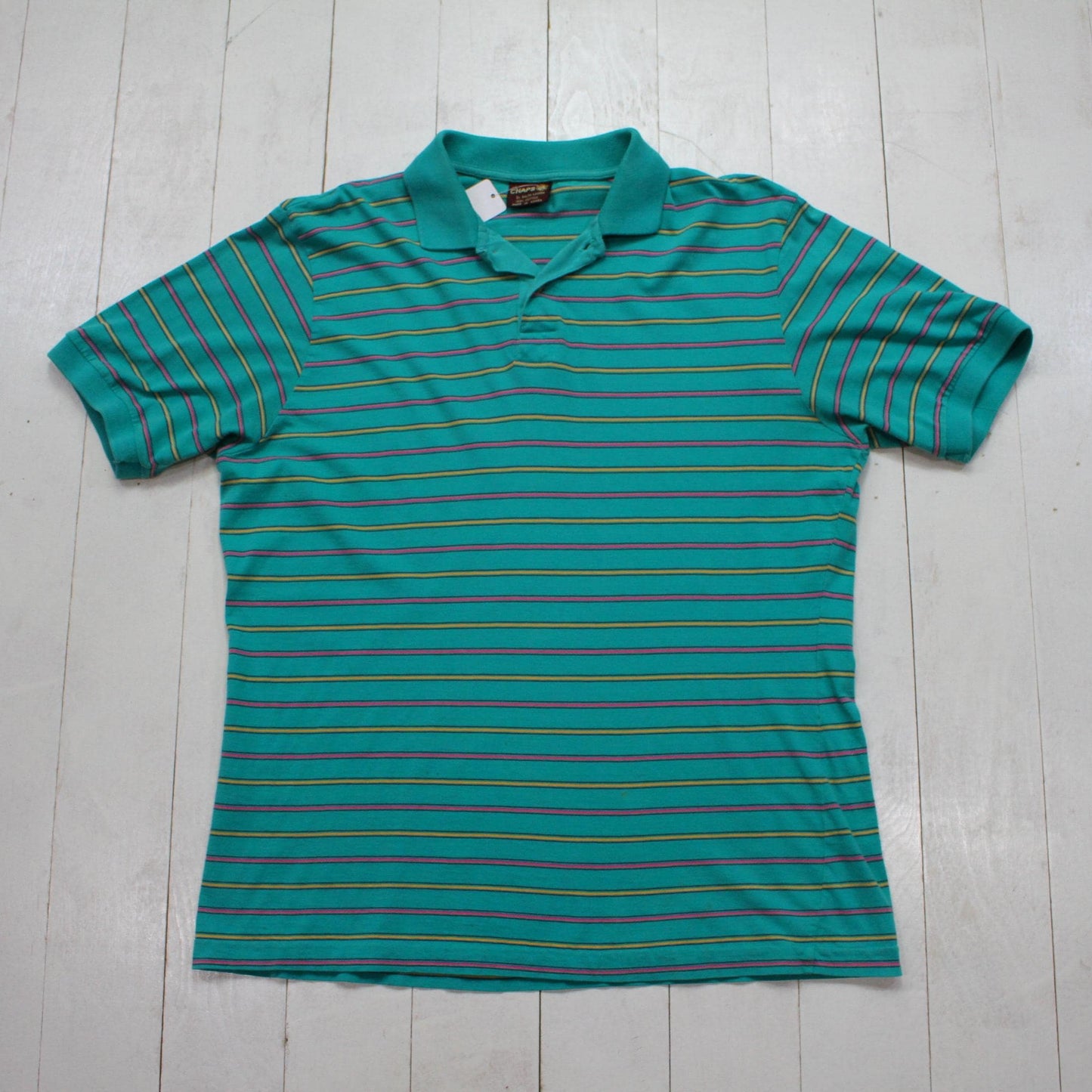 1980s Chaps Ralph Lauren Striped Shortsleeve Polo Shirt Size M/L