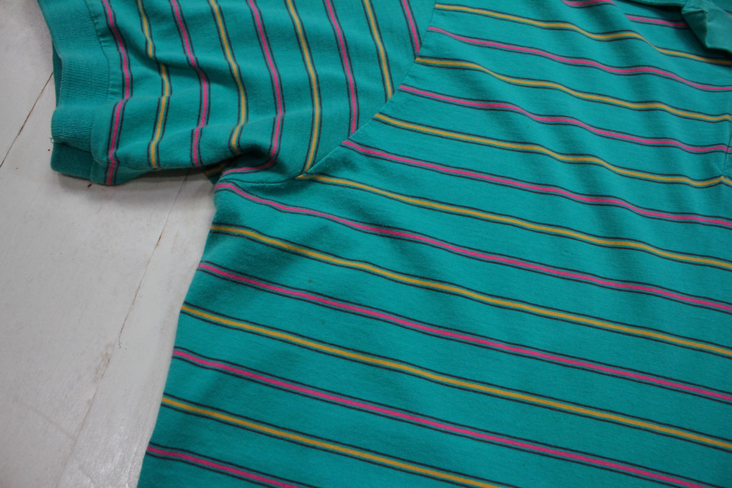 1980s Chaps Ralph Lauren Striped Shortsleeve Polo Shirt Size M/L