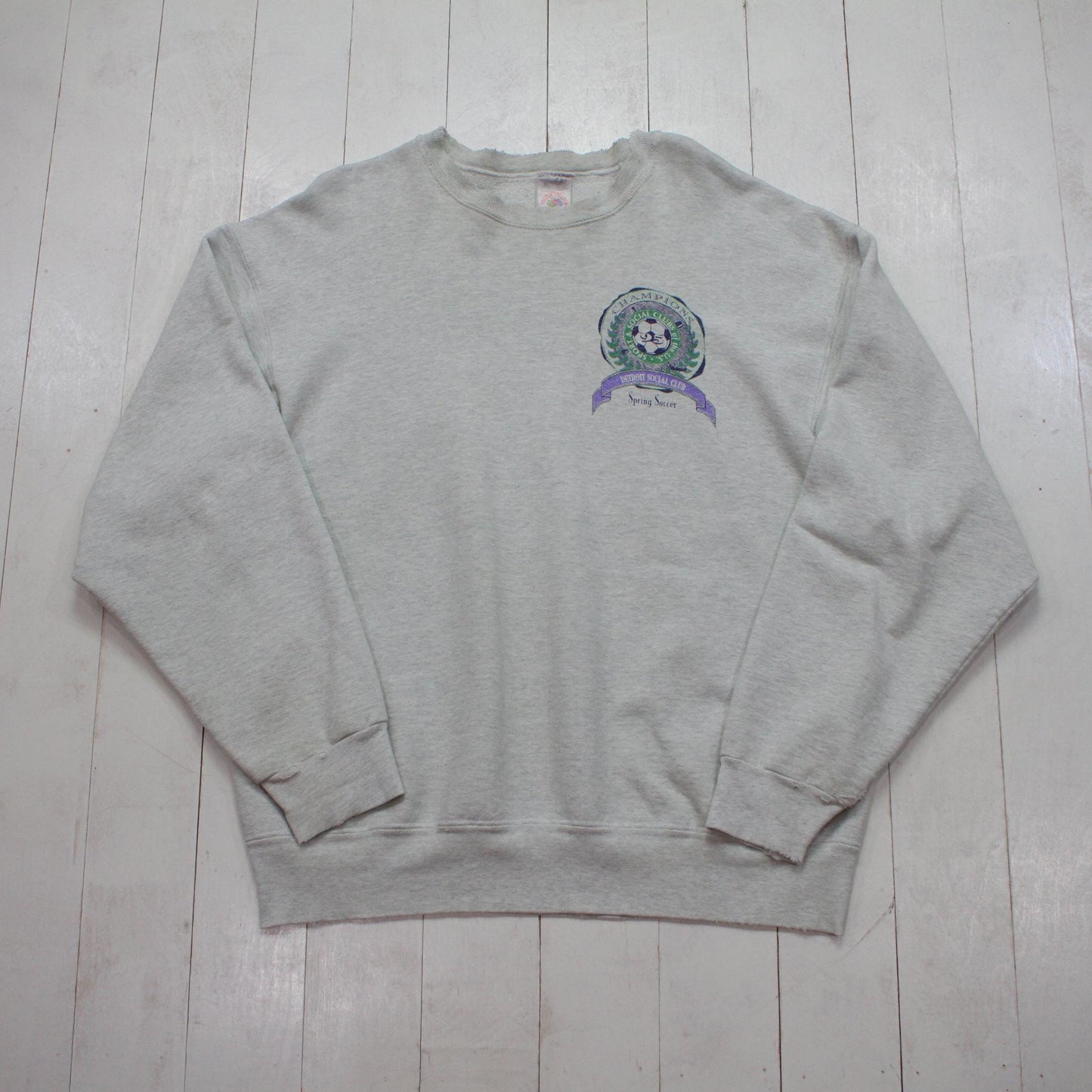 1990s 1995 Fruit of the Loom Super Cotton Detroit Social Club Spring Soccer Champions Sweatshirt Maded in USA Size XL