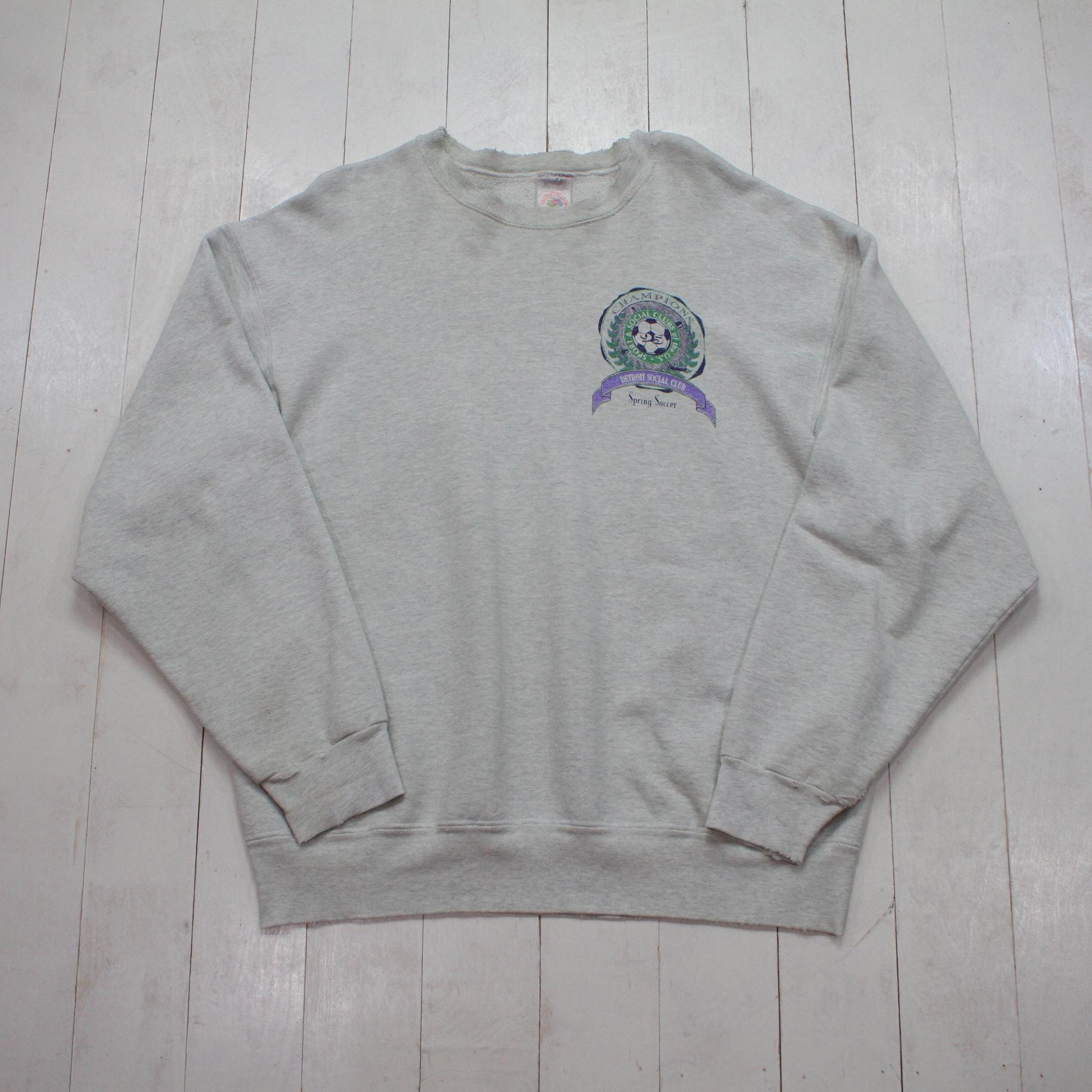 1990s 1995 Fruit of the Loom Super Cotton Detroit Social Club Spring Soccer Champions Sweatshirt Maded in USA Size XL