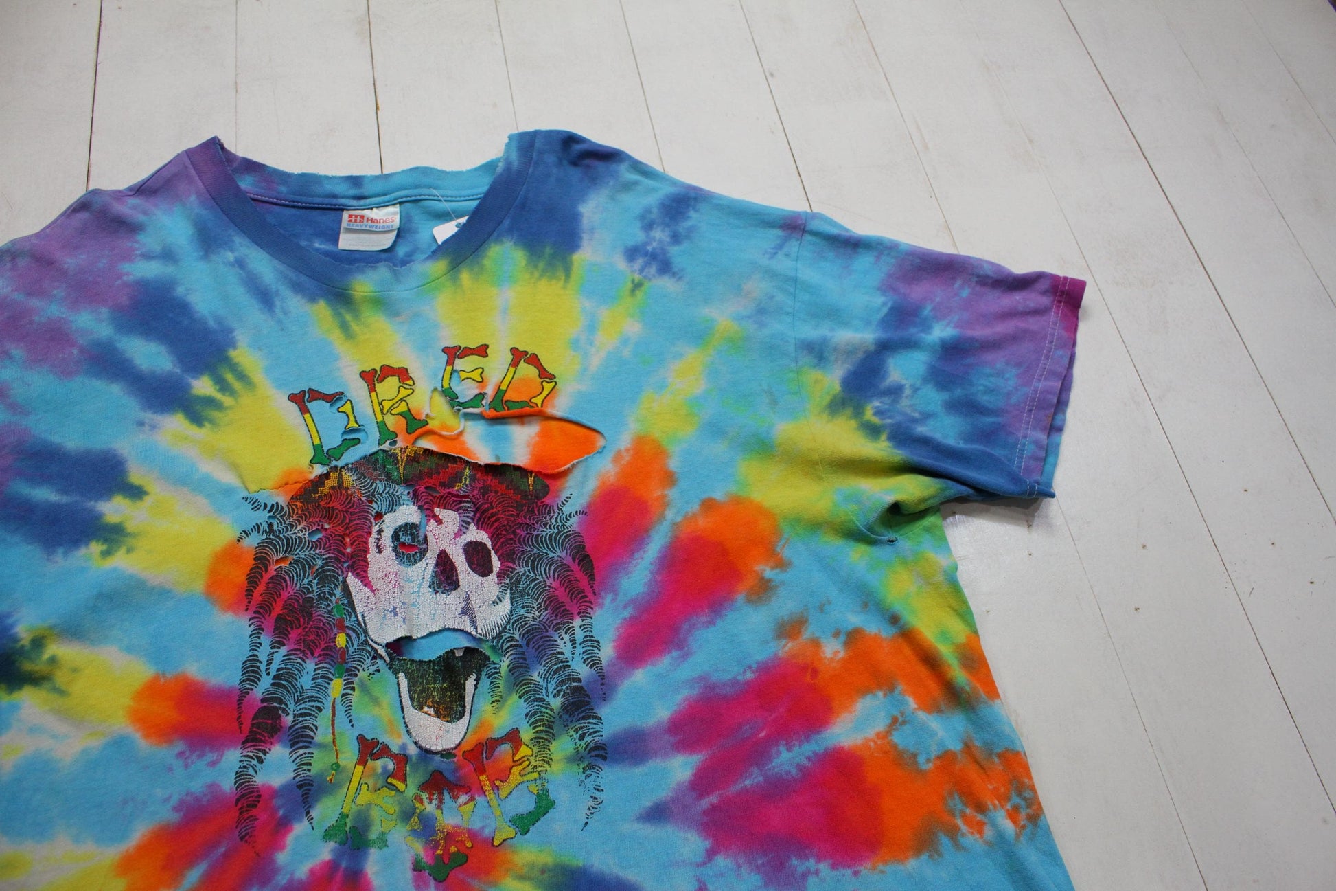 1990s 1995 Distressed Dred Bob Tie Dye T-Shirt Scott Hendricks Size XL