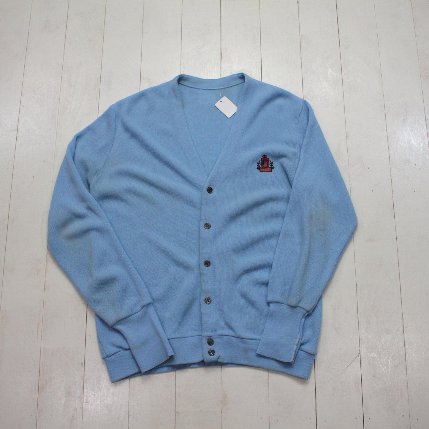 1980s/1990s Izod Baby Blue Knit Cardigan Sweater Size M/L