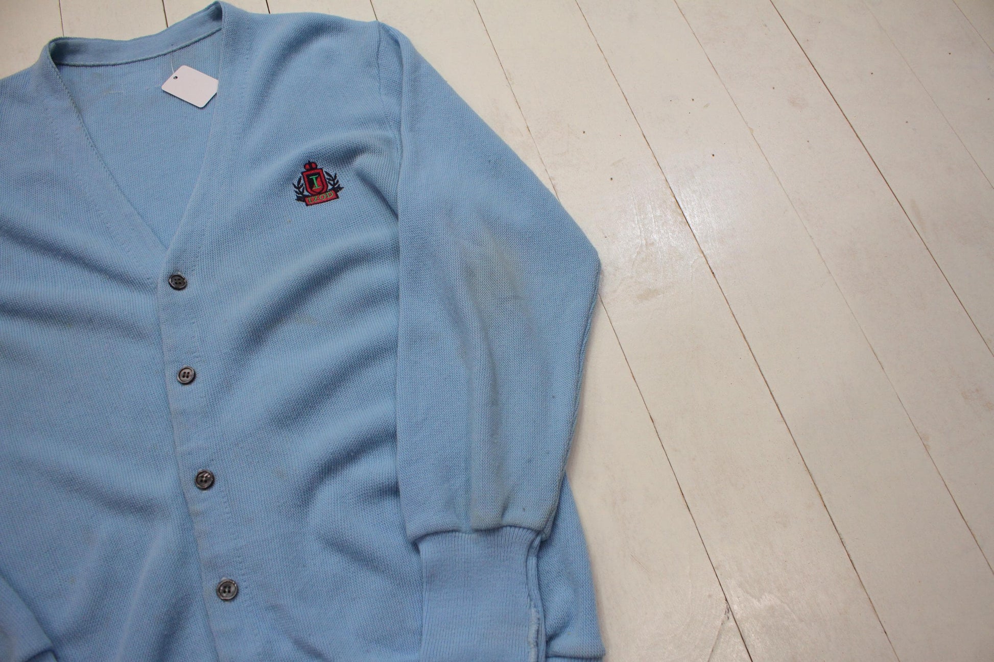 1980s/1990s Izod Baby Blue Knit Cardigan Sweater Size M/L