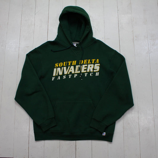 2000s/2010s Russell Athletic South Delta Invaders Fast Pitch Baseball Hoodie Sweatshirt Size M/L