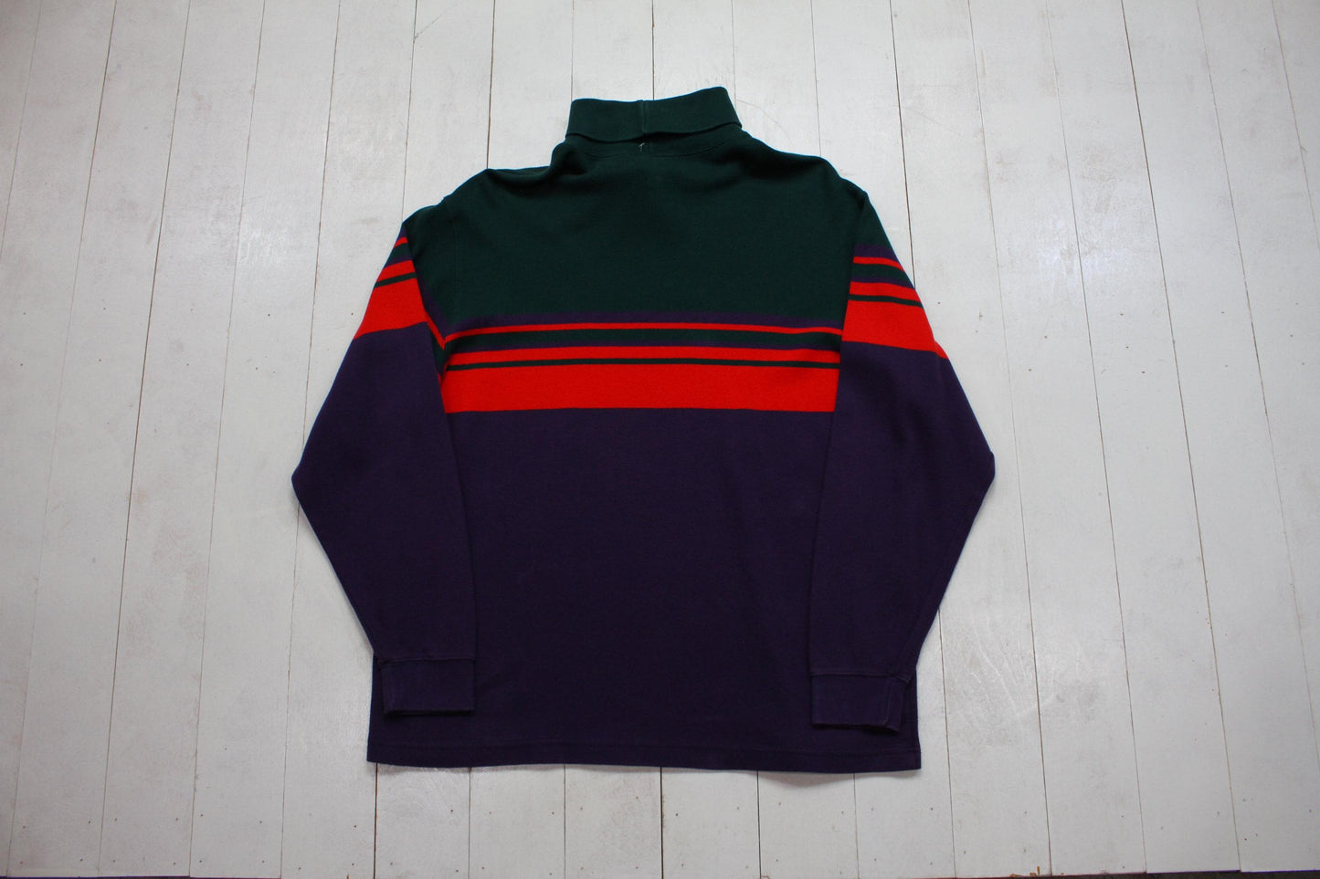 1990s GAP Striped Colour Block Long Sleeve Turtleneck T-Shirt Size XL