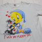 2000s 2001 Y2K Six Flags Looney Tunes Tweety Bird Sylvester I Wuv My Puddy Tat Sleep T-Shirt Size XXL