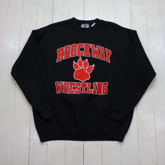 1990s Lee Superblend Brockway Wrestling Sweatshirt Made in USA Size XL