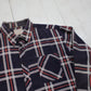 2000s Y2K Sears Wearmaster Blue White Printed Cotton Flannel Shirt Size XL