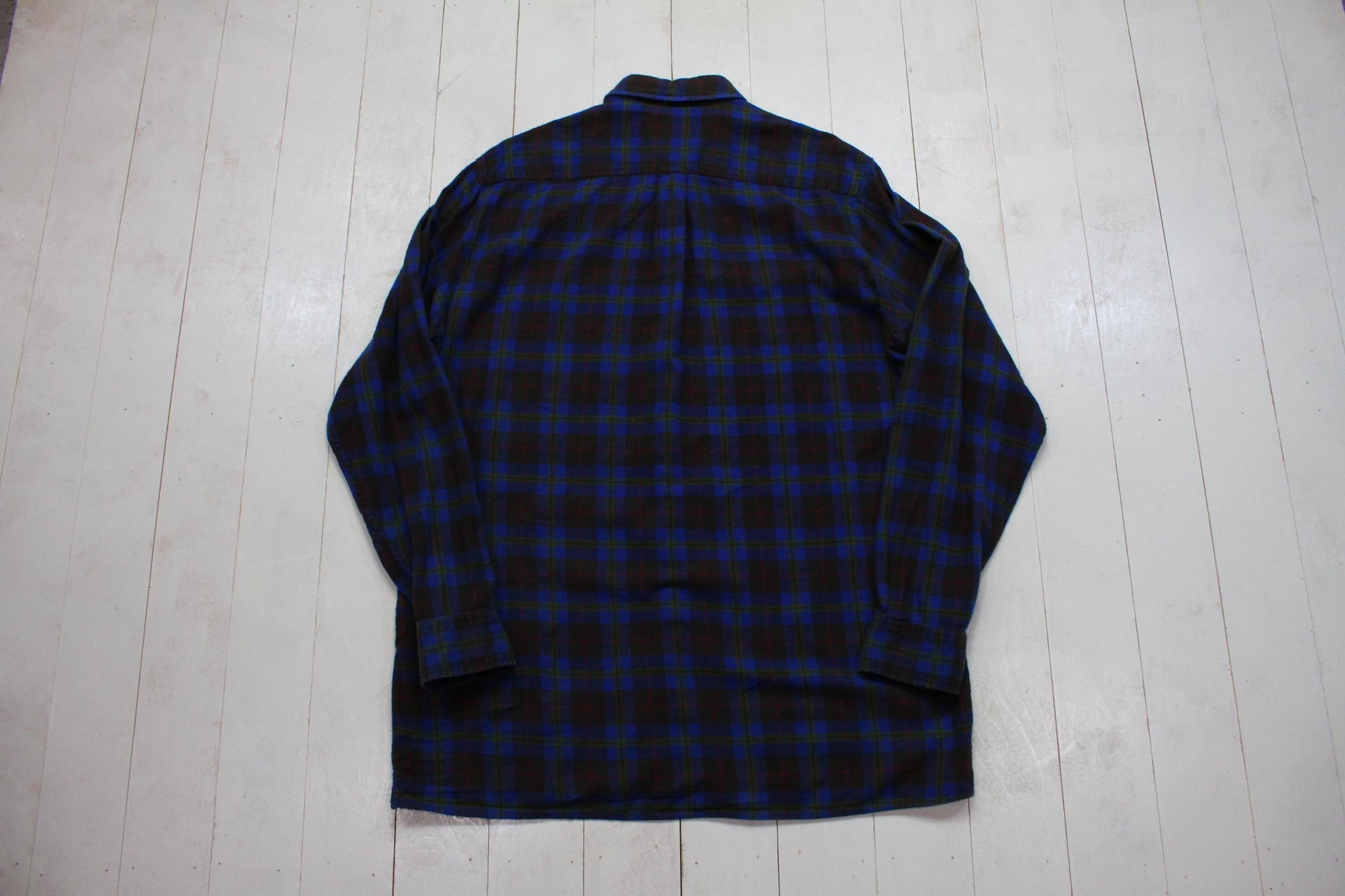 1990s Bay Area Traders Blue Dark Grey Button Down Lightweight Flannel Shirt Size XL