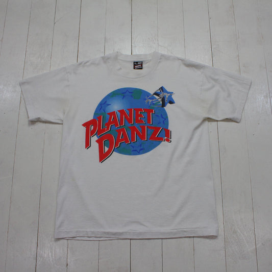 1990s Fruit of the Loom Planet Danz Dance T-Shirt Made in USA Size M