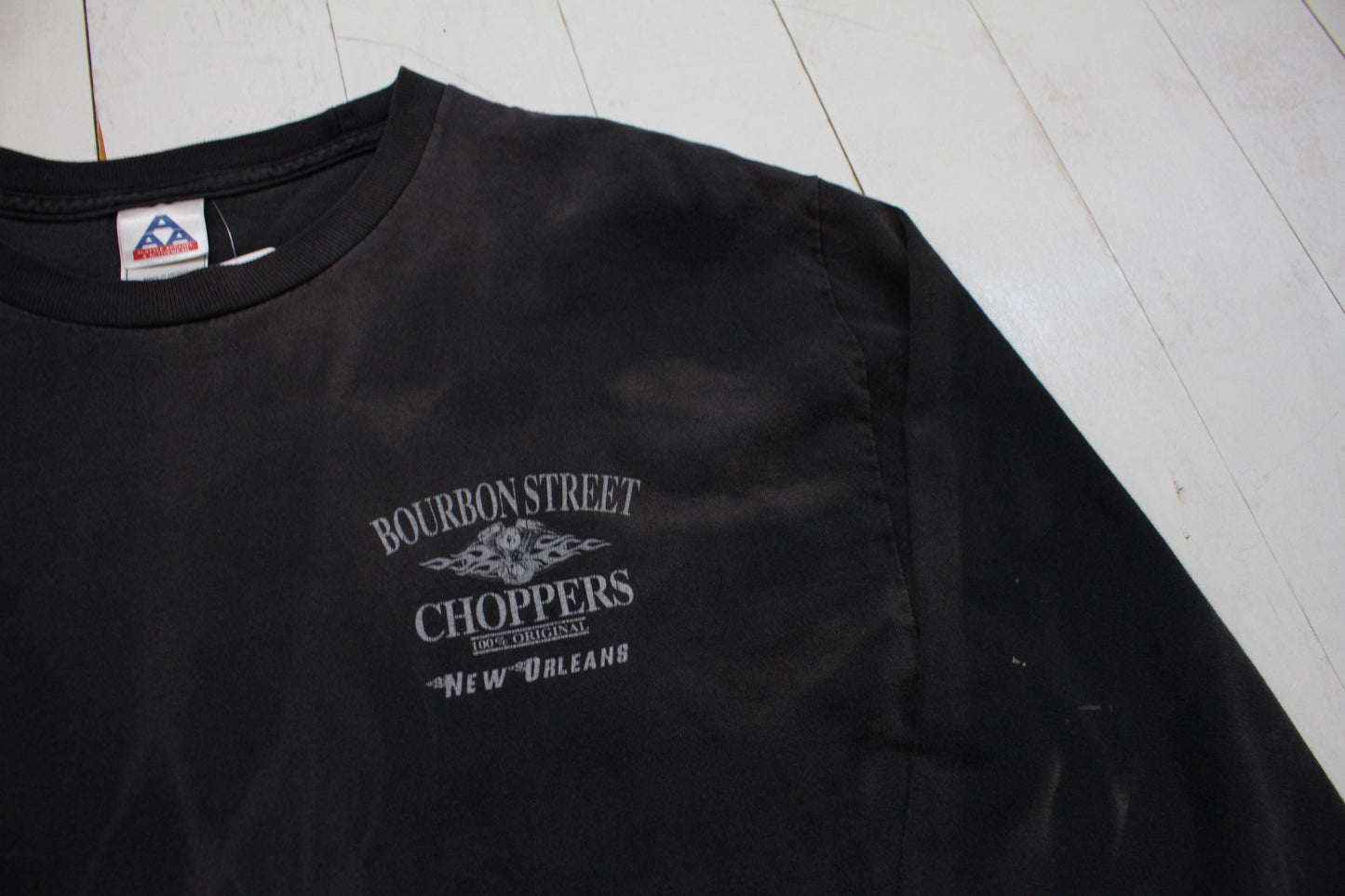 2000s Y2K Faded Bourbon Street Choppers Long Sleeve Motorcycle T-Shirt Size M