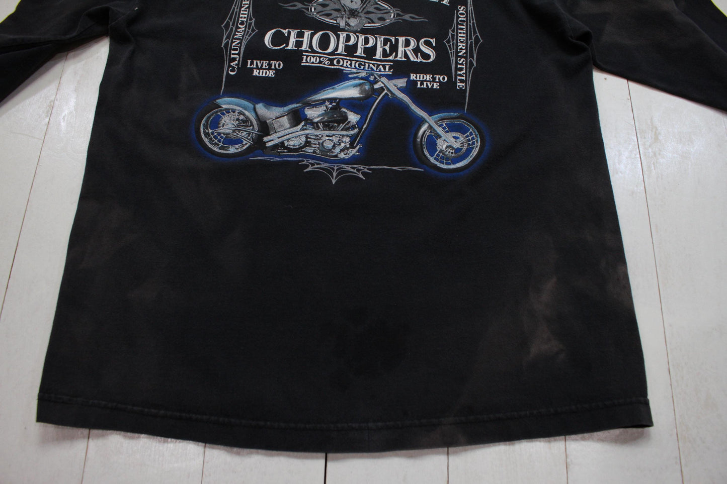 2000s Y2K Faded Bourbon Street Choppers Long Sleeve Motorcycle T-Shirt Size M