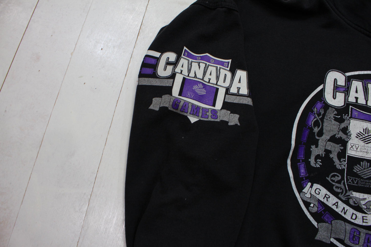 1990s 1995 Canada Grande Prairie Games ZIpper Collar Sweatshirt Made in Canada Size XL