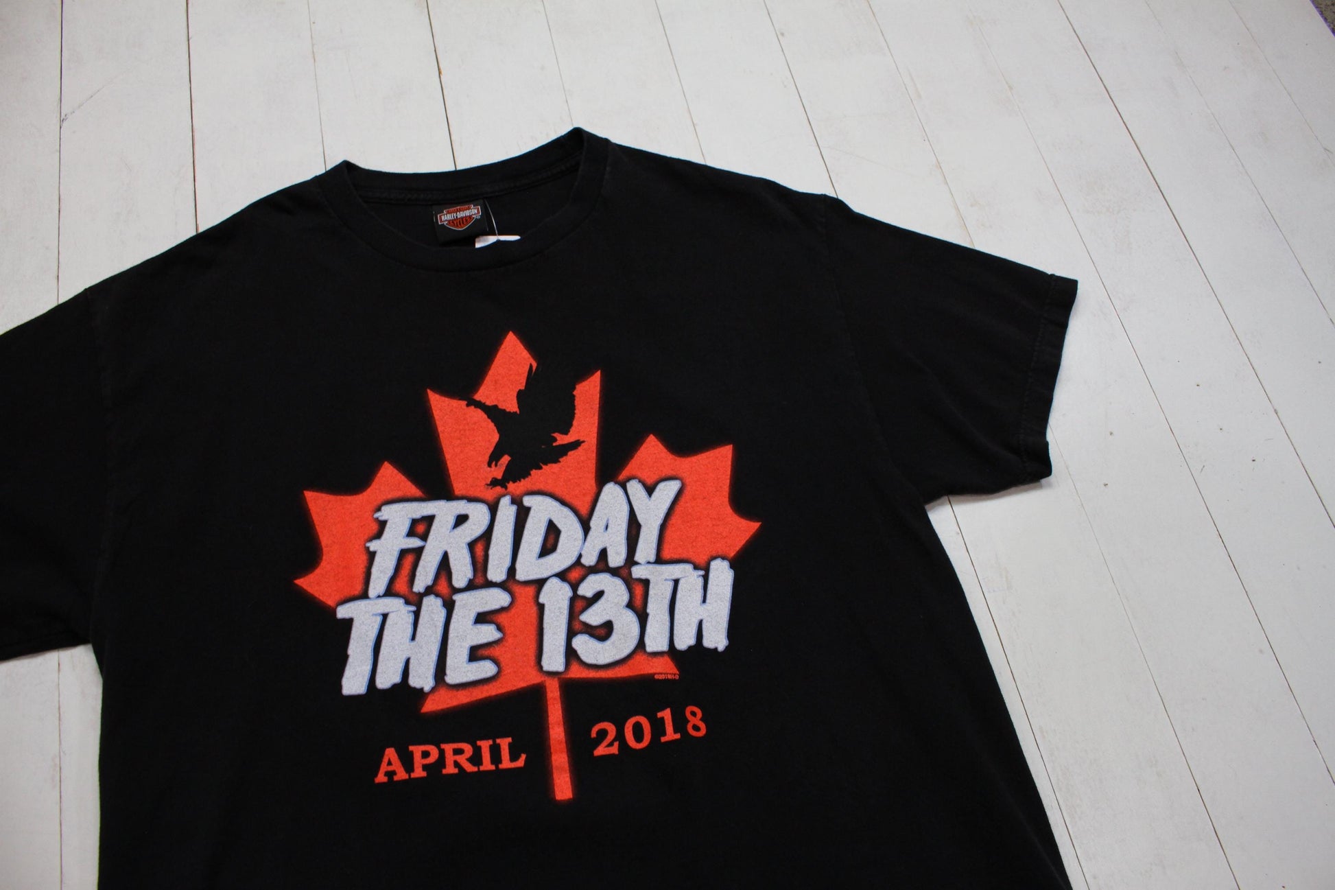 2010s 2018 Harley-Davidson Friday the 13th Clare's Port Dover Motorcycle T-Shirt Size L/XL