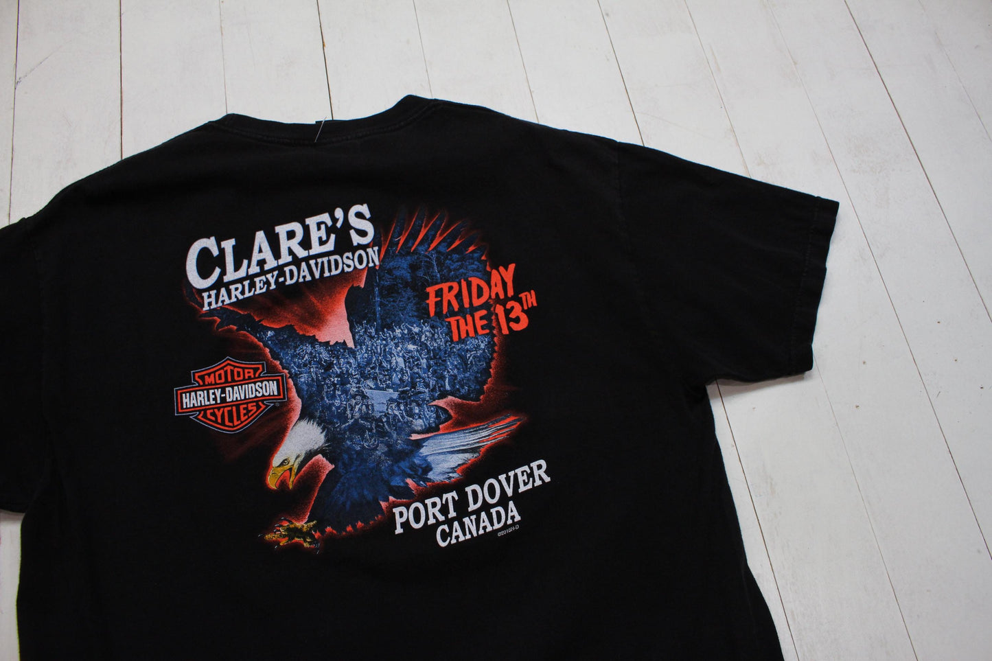 2010s 2018 Harley-Davidson Friday the 13th Clare's Port Dover Motorcycle T-Shirt Size L/XL