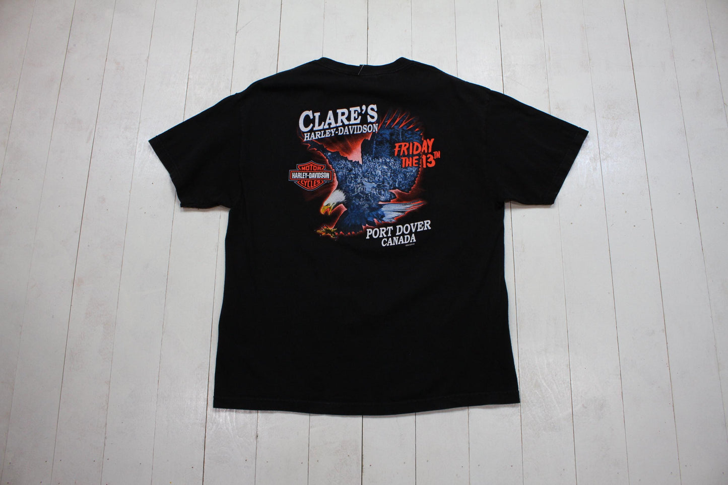 2010s 2018 Harley-Davidson Friday the 13th Clare's Port Dover Motorcycle T-Shirt Size L/XL