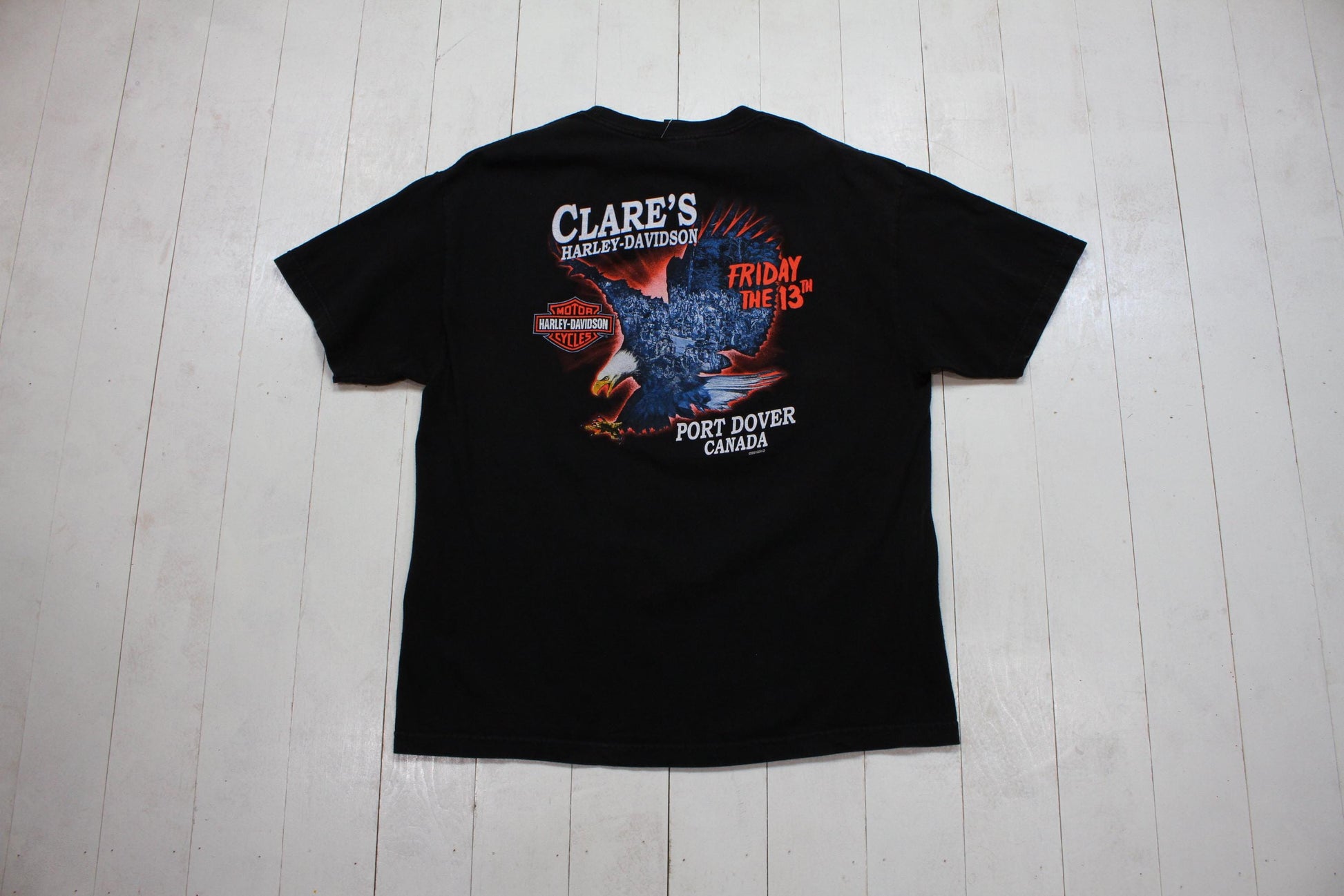 2010s 2018 Harley-Davidson Friday the 13th Clare's Port Dover Motorcycle T-Shirt Size L/XL