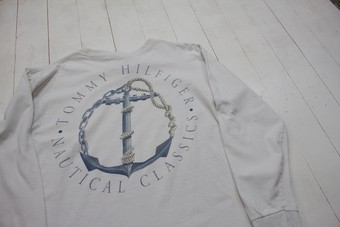 1990s Tommy Hilfiger Nautical Classics Anchor Long Sleeve T-Shirt Made in USA SIze L