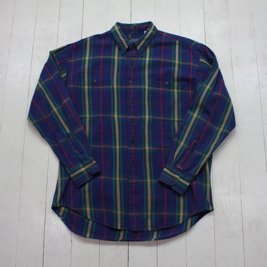 1990s Chaps Ralph Lauren Plaid Button Down Shirt Size L/XL